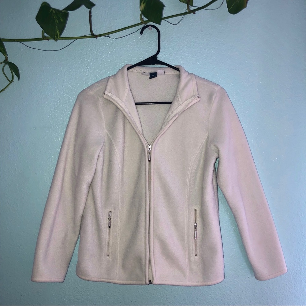 White Fleece Zip-up
